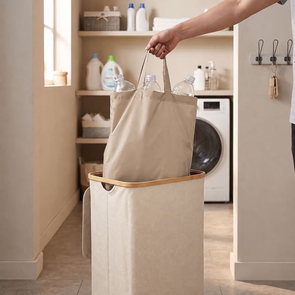 Pantbehållare för flaskor, 100L – Beige, Bambu