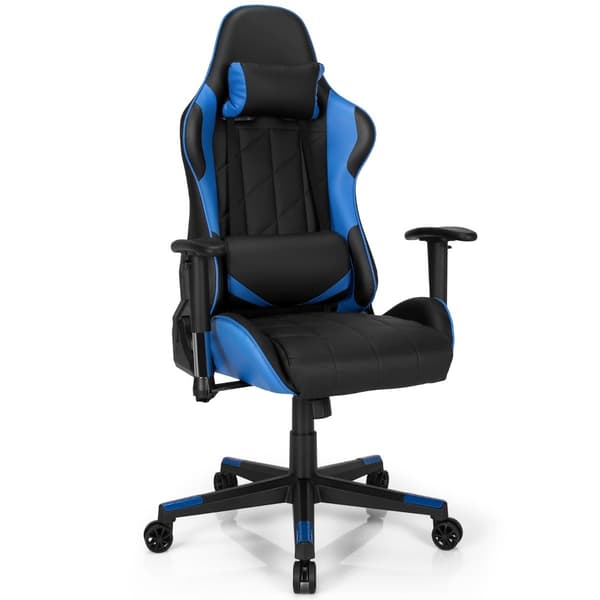 Gamingstol, racingstil, justerbar lutning, blå