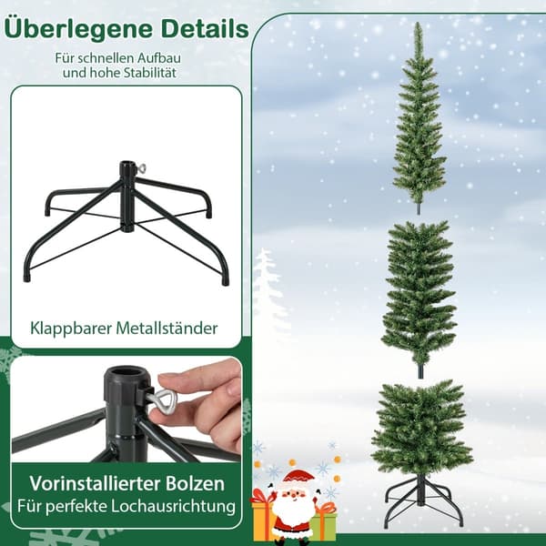 180 cm kunstigt juletræ med LED-lys