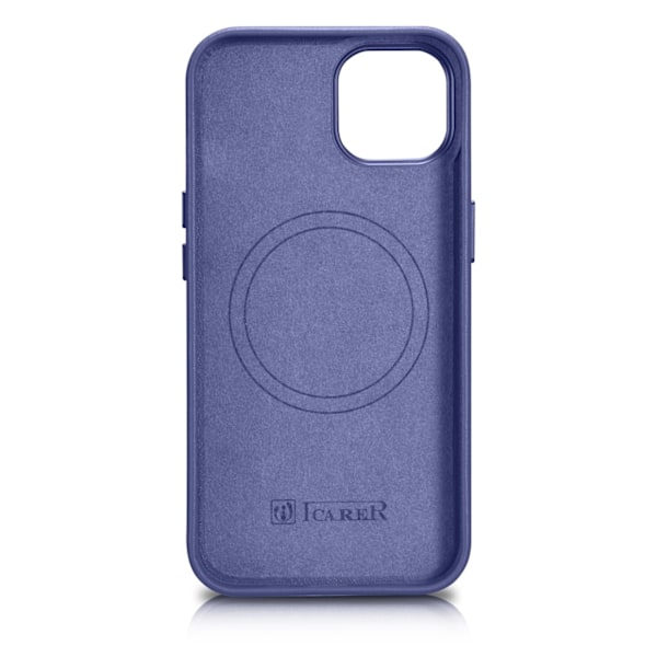 Naturligt læder cover til iPhone 14 MagSafe Cover Lædercover lys lilla