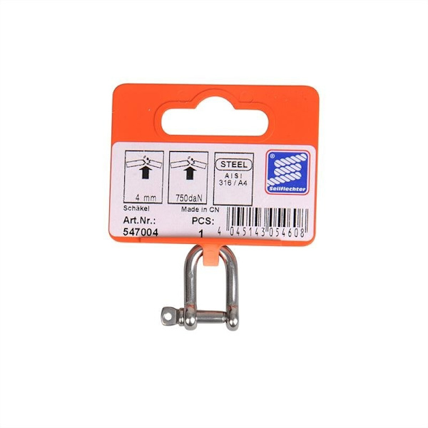 D-sakkeli 4mm. A4 RVS AISI 316. 750 daN