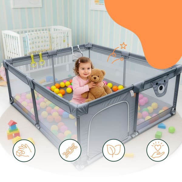 Babylekhage med 50 bollar och basketkorg