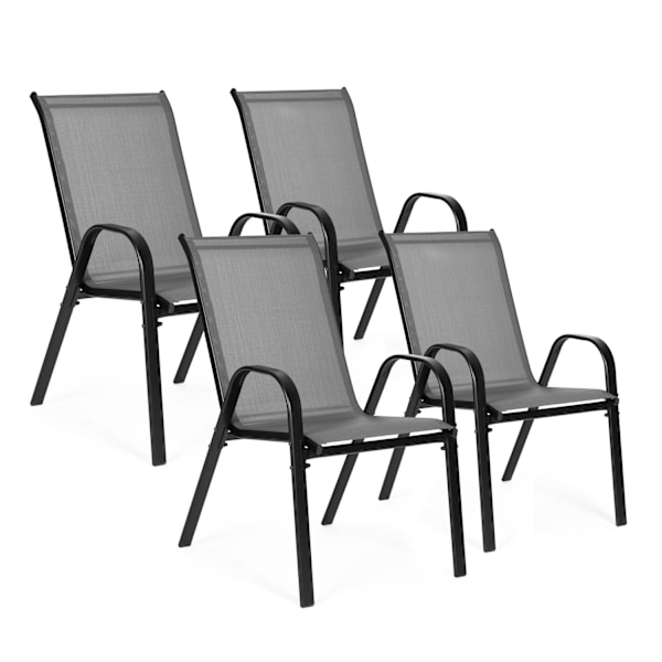 Set med 4 trädgårdsstolar för terrass eller balkong Grå MultiGarden