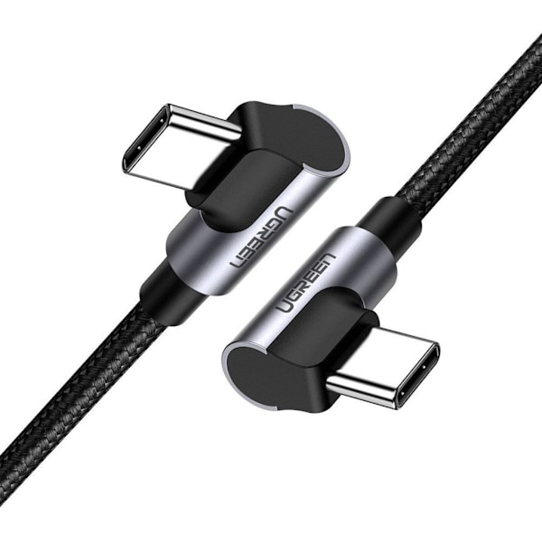 Ugrön vinklad USB-C till USB-C-kabel 3A, 1m - Grå