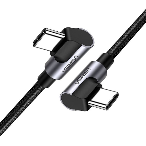 Vihreä kulmikas USB-C-USB-C-kaapeli 3A, 1 m - harmaa