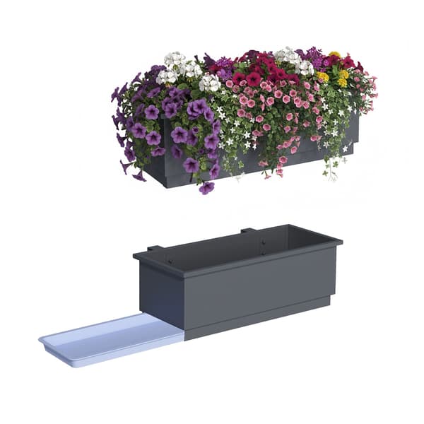 Metallbalkongplanter, set om 2, med dräneringssystem