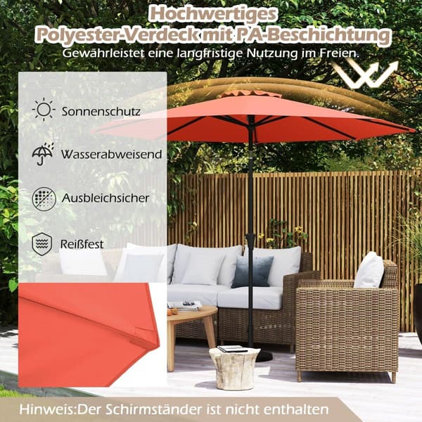 Udendørs terrasseparasol, 300 cm, vippe- og drejefunktion, orange