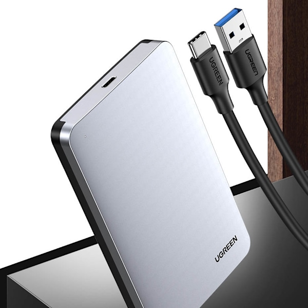 Fickfodral för 2,5'' SATA 3,0 6Gbps hårddisk + USB - USB-C-kabel 0,5m grå