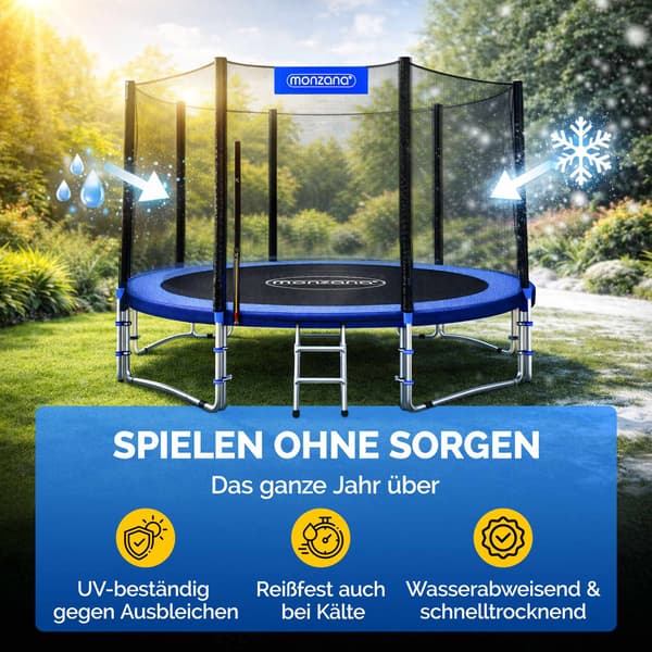 Trampolinskyddsnät 3 meter, rivsäkert, svart