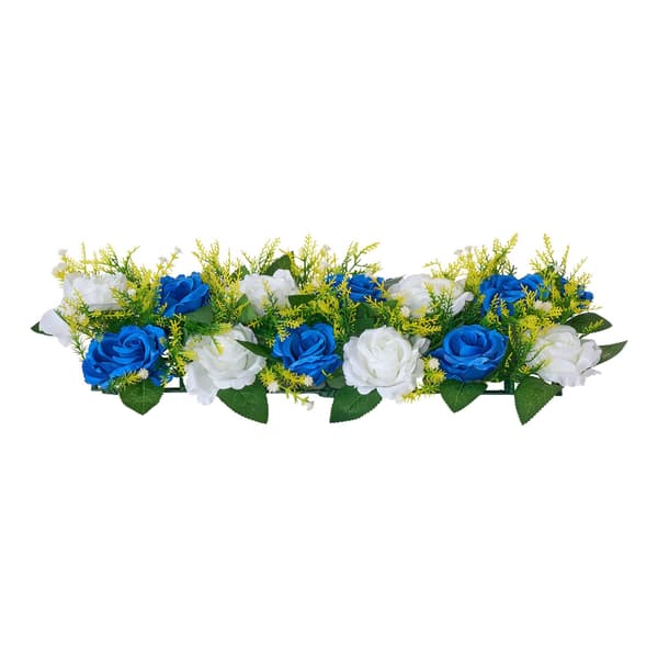 Konstgjorda rosor bordsdekorationer, 10-pack, blåvit