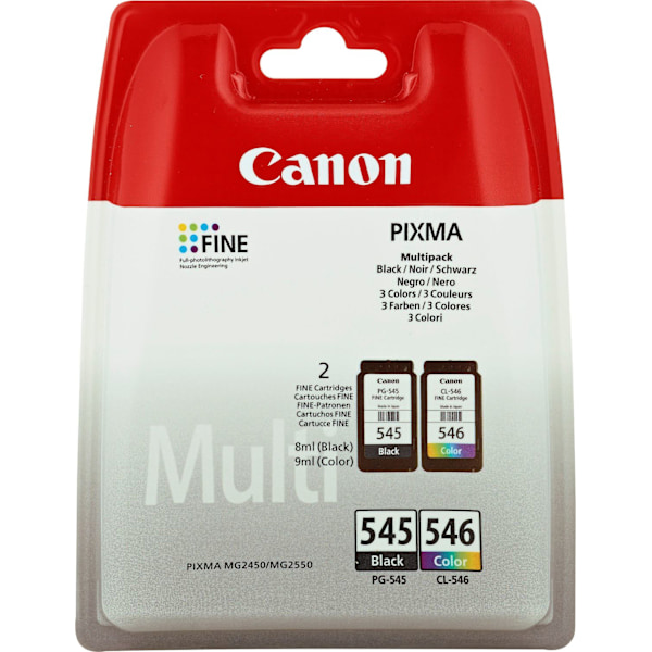 Canon CL-546 + PG-545 - mustekasettipakkaus, musta ja kolmiväri