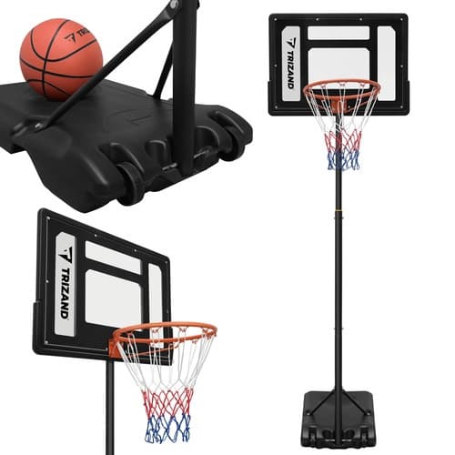 Justerbar basketballkurv med bagplade og bold