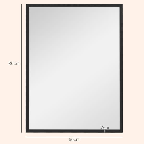 Rektangulär väggspegel, 60x80 cm, svart MDF-ram