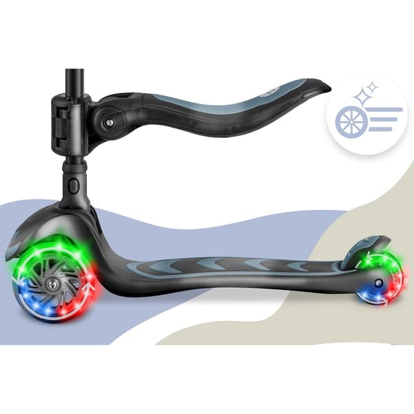 Børns 3-hjulet balancescooter med sæde, sort
