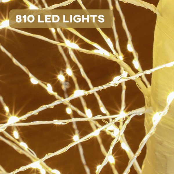 180 cm konstgjord trädljusträd med 810 LED, LED julgran, juldekoration för jul, födelsedag, bröllop, inomhus och utomhus vit