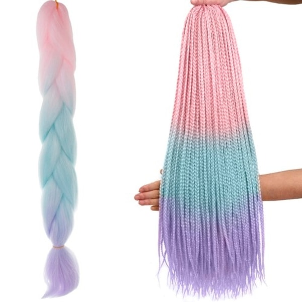 Syntetisk hår ombre fletninger pink/ni/f W10341
