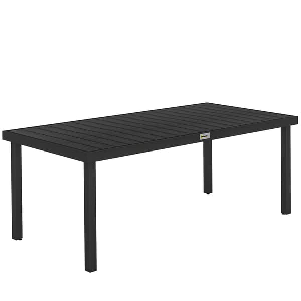 Udendørs spisebord, sort, 190 x 90 x 74 cm, plads til 8