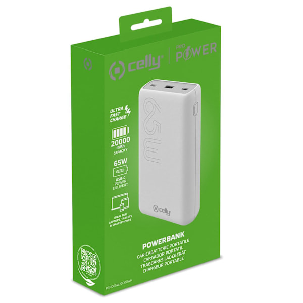 PBPD65W20000 PowerBank PD 65W 20.000 mAh Hvid