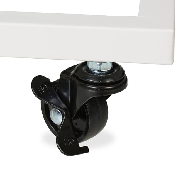 C-formet sidebord med hjul, metal og MDF