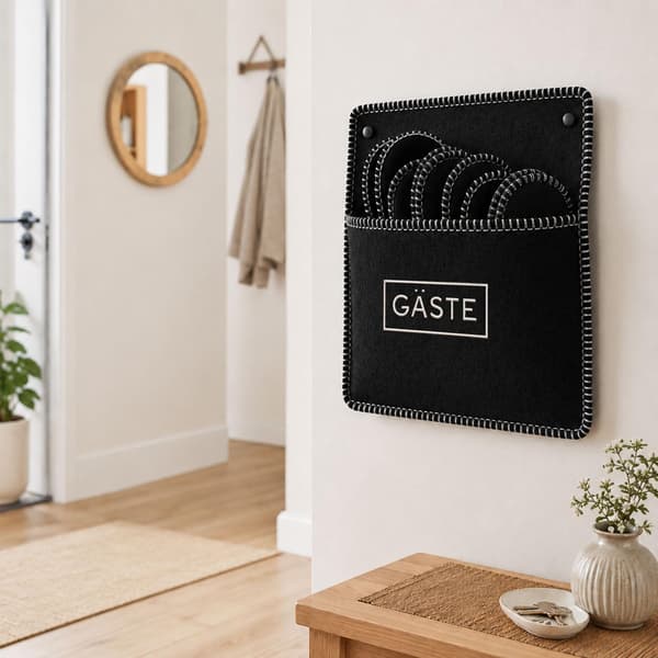 Filtgästtofflor, set, 6 par med förvaringspåse