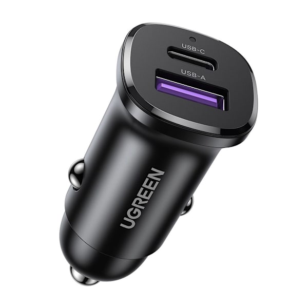 Ugreen Biloplader USB-C USB-A 30W - Sort