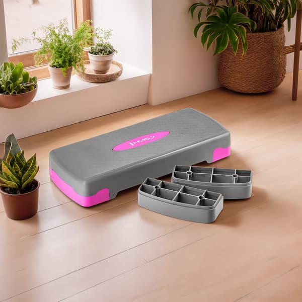 Aerobic Stepper, Justerbar höjd, Grå/Rosa