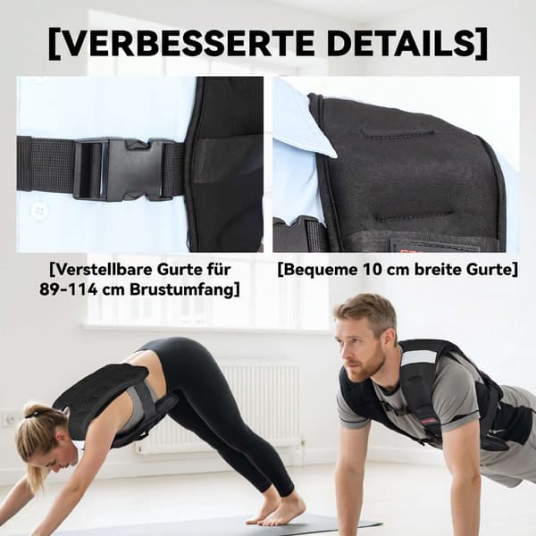 Viktad träningsväst 10 kg med reflexränder