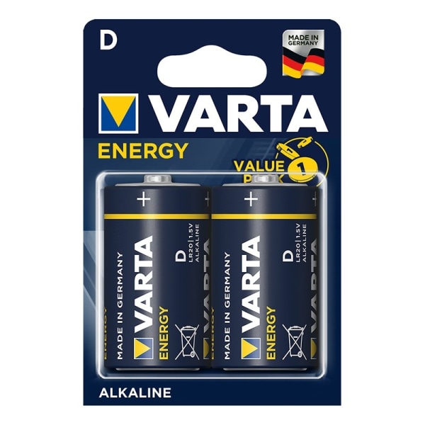 Varta Energy alkaliparistot D 2 kpl läpipainopakkauksessa