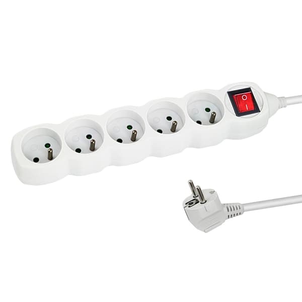 Esperanza Power Strip 5 Sockets Switch 1,5M Hvid