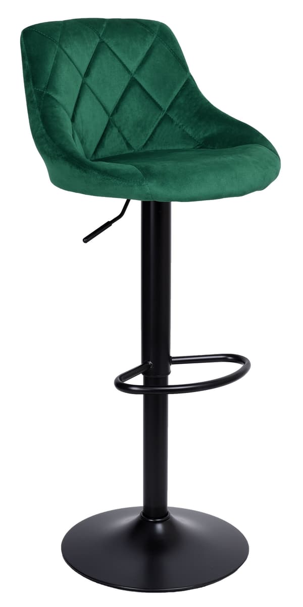 Barstol i sammet, mörkgrön, justerbar höjd