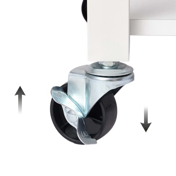 Hvid printerstativ med hjul – 3-lags, under skrivebord