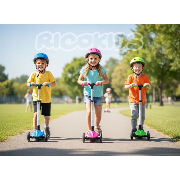 Børne 3-hjulet balancescooter med LED-lys, blå