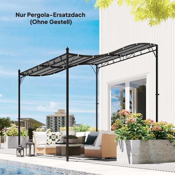 Pergola udskiftningsmarkise, 3x3m, mørkegrå, polyester