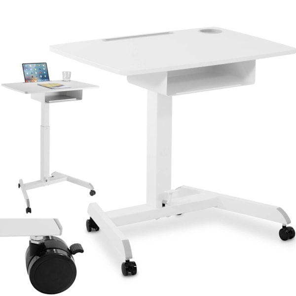 Justerbart vipbart bærbart stativbord med hylde 80 x 56 cm 760 - 1130 mm