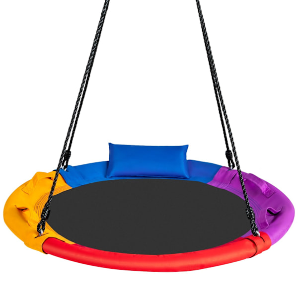 Ø100 cm gynge med 100 - 180 cm justerbar reb tallerken træ gynge farverig