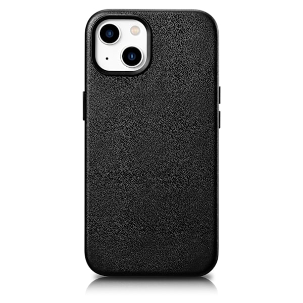 Naturligt læder etui til iPhone 14 MagSafe etui Lædercover sort