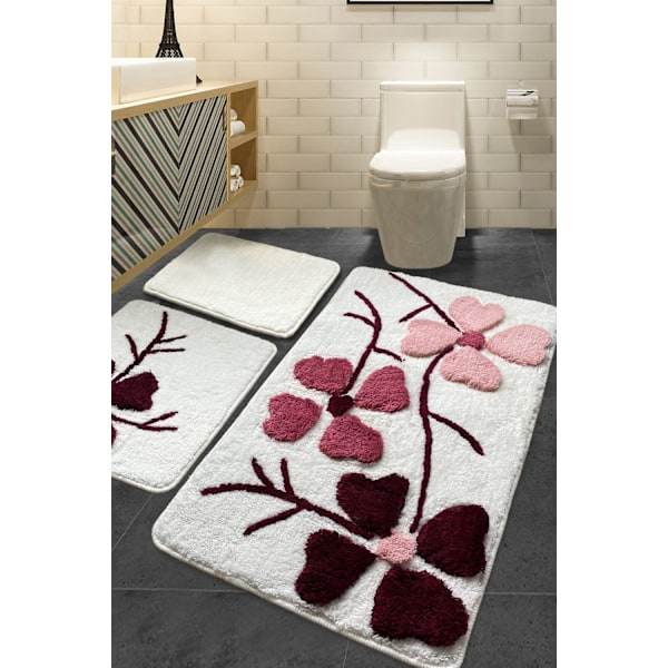 Akryl Badmatta Set (3 delar) Kircicegi - Rosa