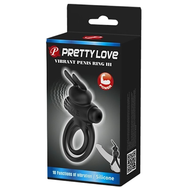 Pretty Love - Vibrator Iii Rabbit Ring mustalle penikselle