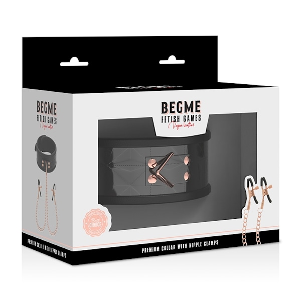 Begme - Black Edition krage med nippelklämmor med neoprenfoder