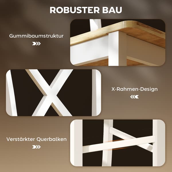 2-delade barstolar av gummi, ek & vit, 60 cm sits