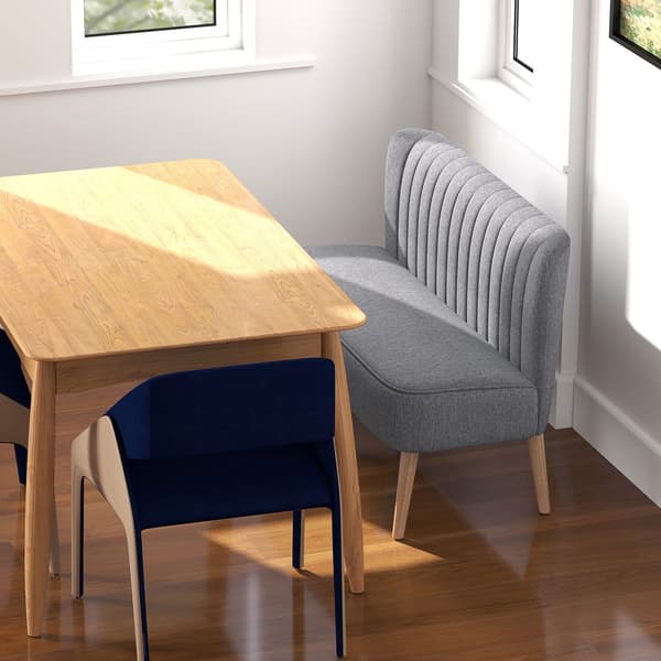 2-personers sofa, linnedlook, træstel, 117 cm, grå