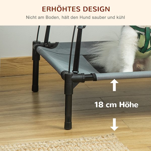 Hundstol Utomhustak Höjt Andningsbart Tafttyg Grå 76X61X73Cm