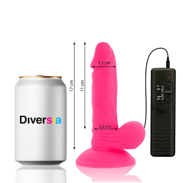 Diversia - Flexibel Vibrerande Dildo Rosa 17 Cm -O- 3,3 Cm