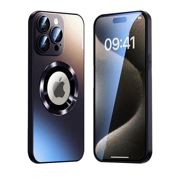 Magnetisk etui iPhone 16 Pro med linsebeskyttelse og logovisning - Sort