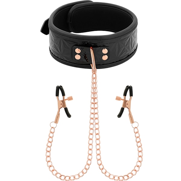Begme - Black Edition krage med nippelklämmor med neoprenfoder