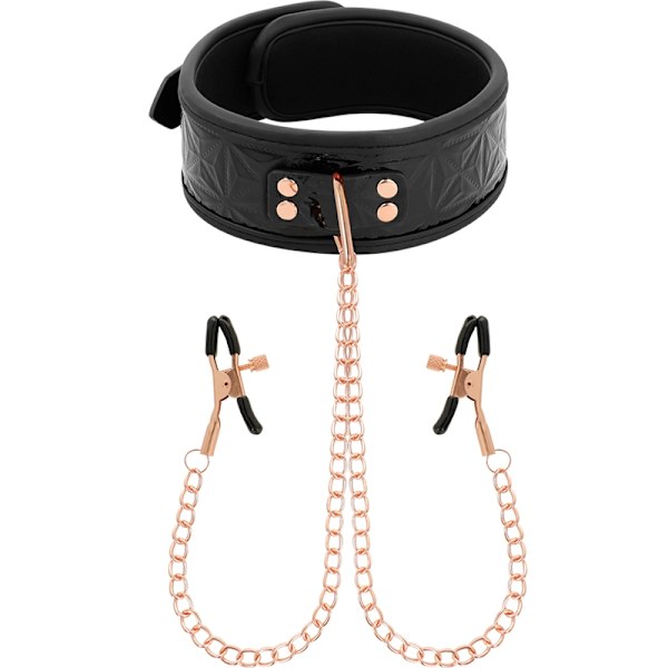 Begme - Black Edition krave med nippelklemmer med neoprenfor