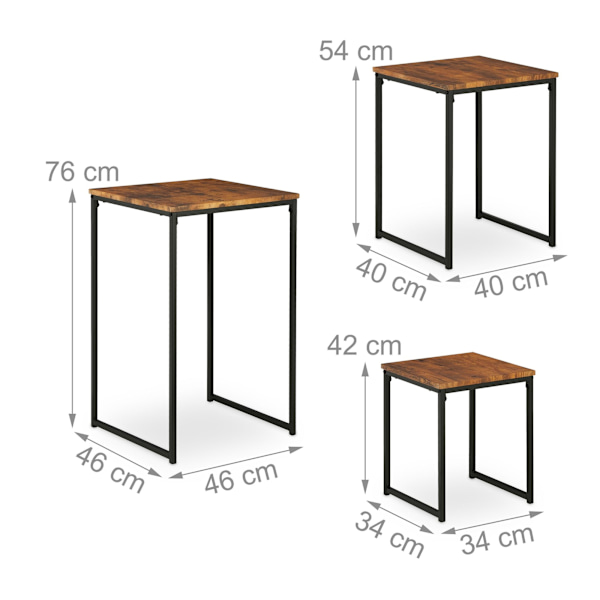 Sidebord sæt med 3 stk