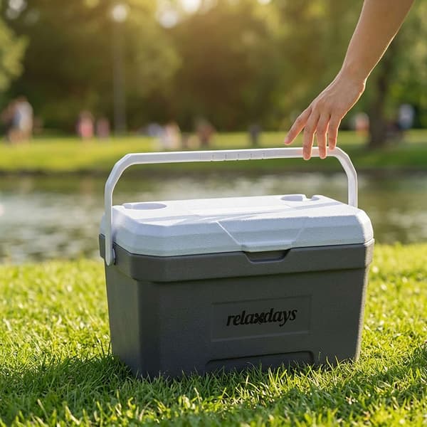 15L isolerad kylbox med kylpåse – vit/grå