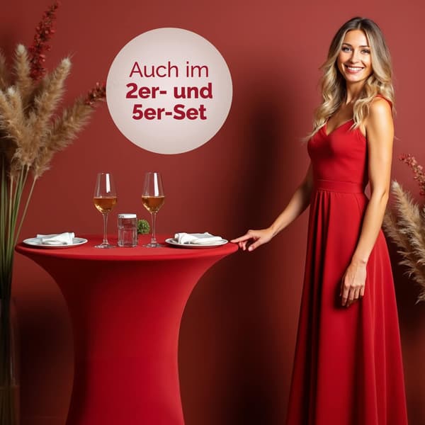 Cocktailbordsöverdrag, rött, 70 cm diameter, polyesterblandning