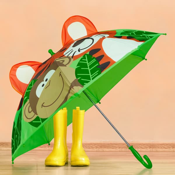 Kids Stick Sateenvarjo, Jungle Design, Monkey & Tiger
